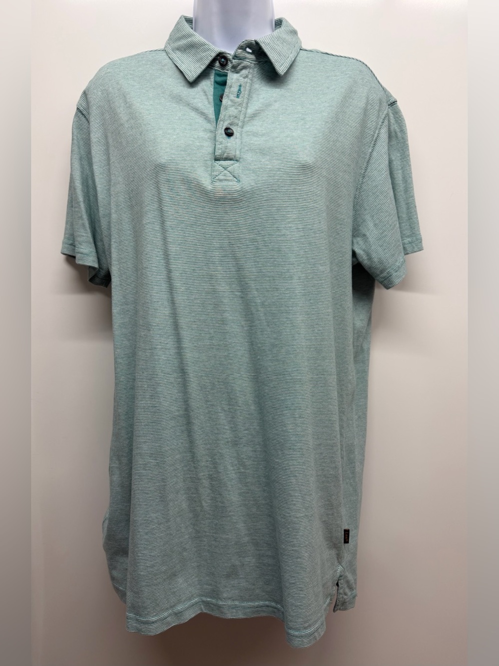 Striped Men's Polo Shirt in Light Teal